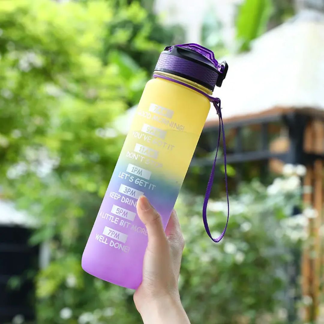 Gradient Motivational Water Bottle – Stylish Hydration On-The-Go