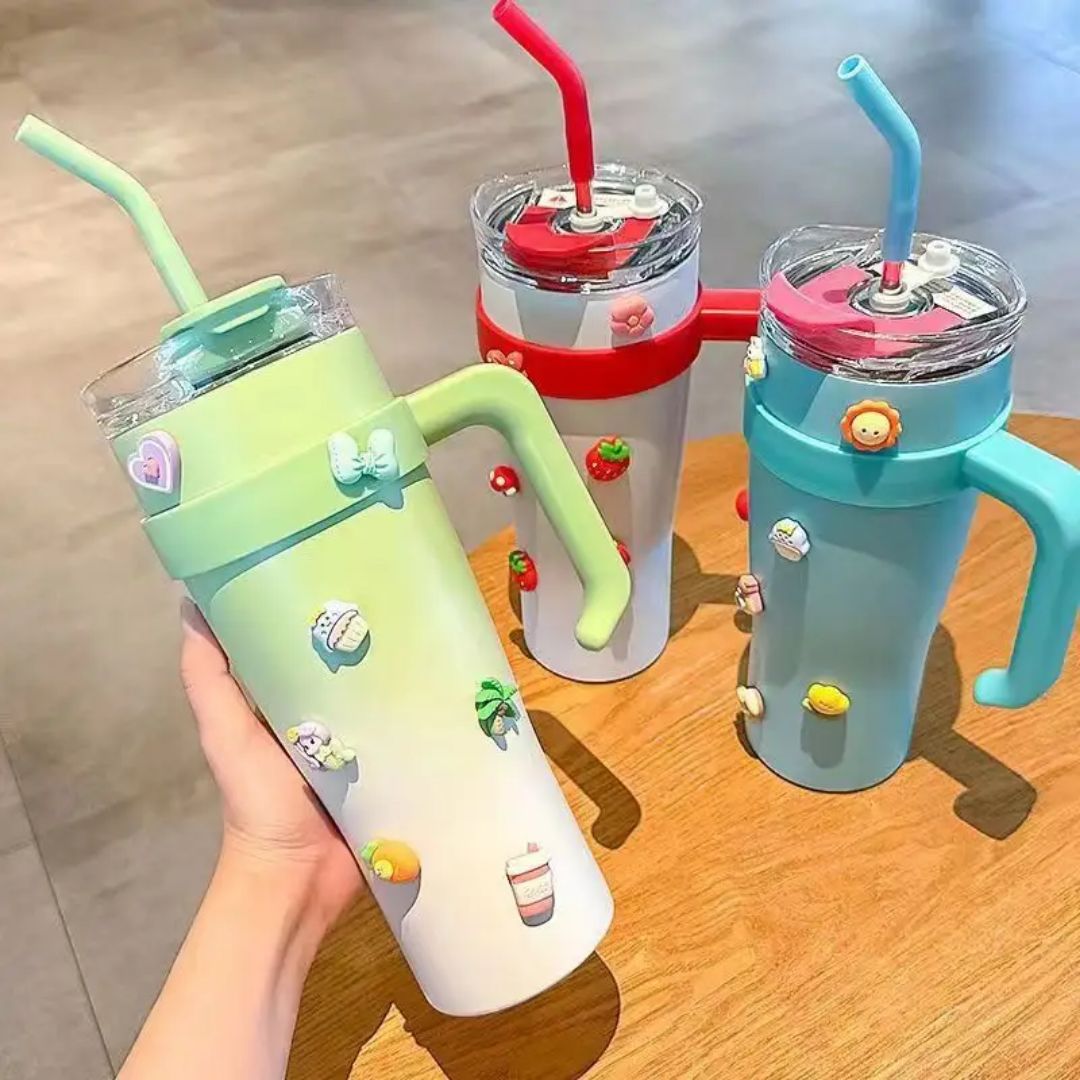 Cute Handle Tumbler with Straw – Stylish, Fun &amp; Spill-Proof