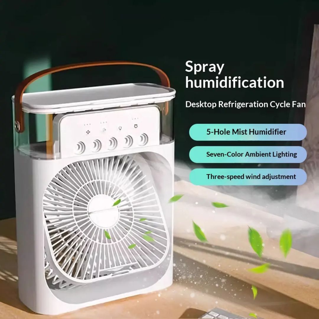2-in-1 Mini Mist Cooling Fan with Humidifier &amp; LED Light