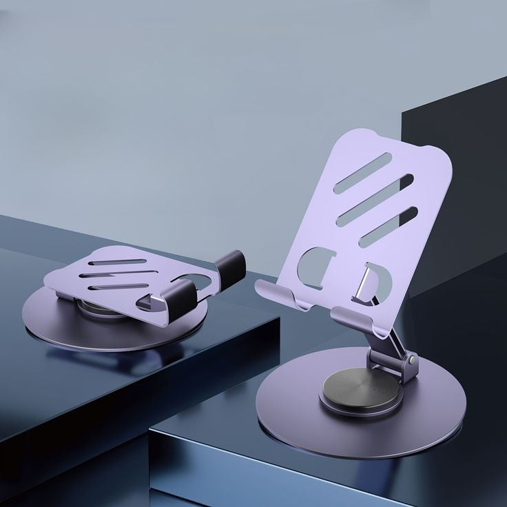 Adjustable Foldable Mobile &amp; Tablet Stand – 360° Rotating Desk Holder